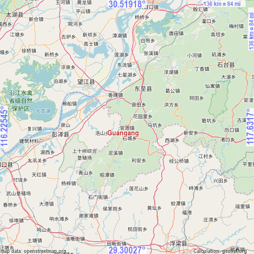 Guangang on map