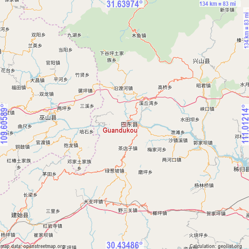 Guandukou on map