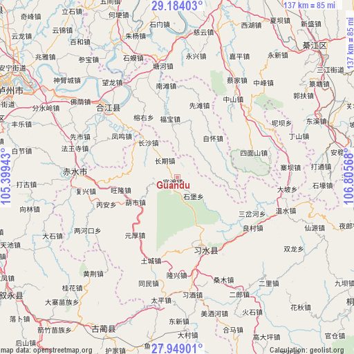 Guandu on map