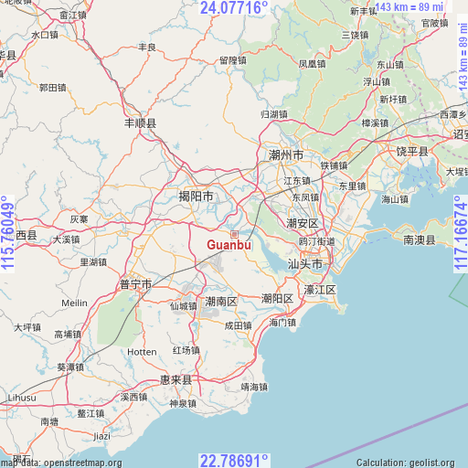 Guanbu on map