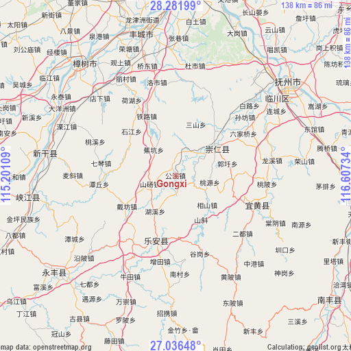 Gongxi on map