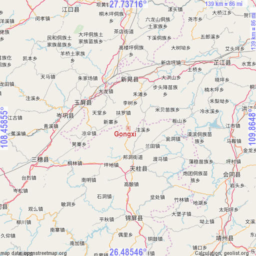 Gongxi on map