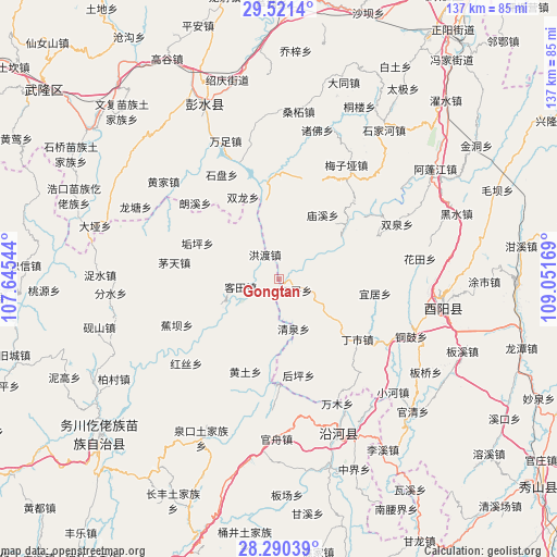 Gongtan on map