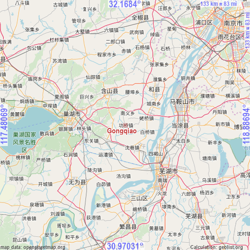 Gongqiao on map