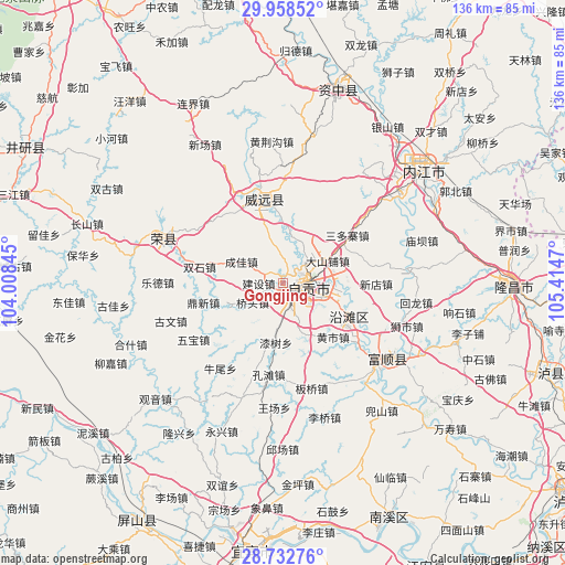 Gongjing on map