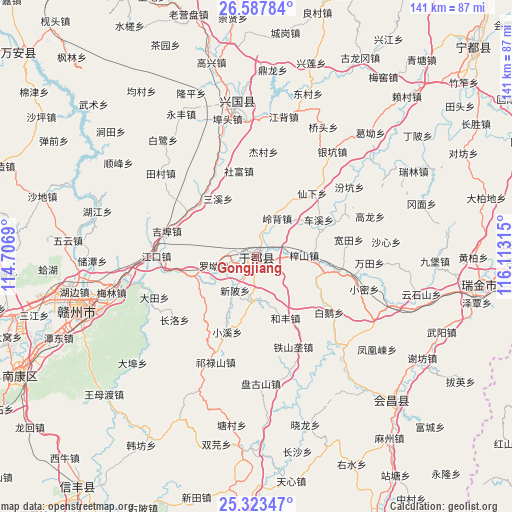 Gongjiang on map