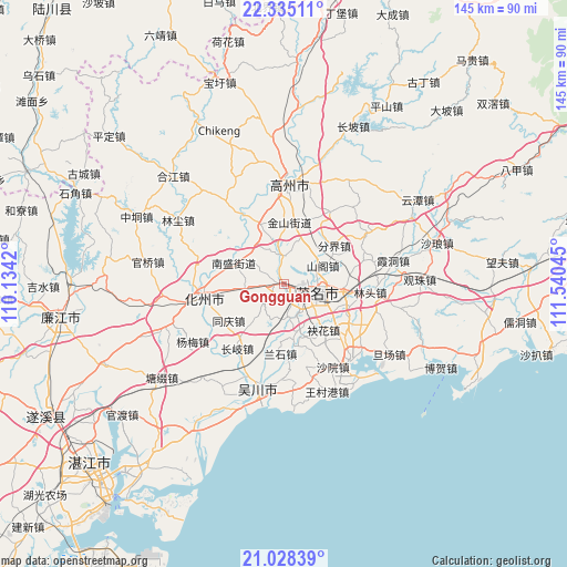 Gongguan on map