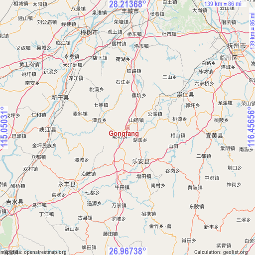 Gongfang on map