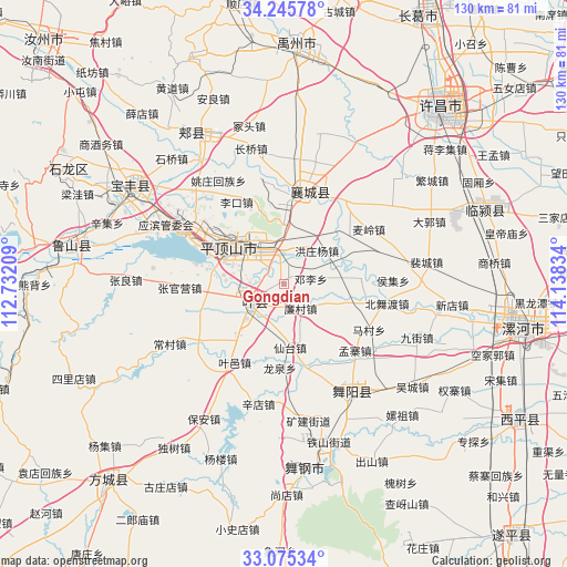 Gongdian on map