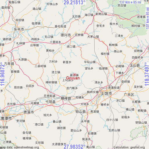 Geyuan on map