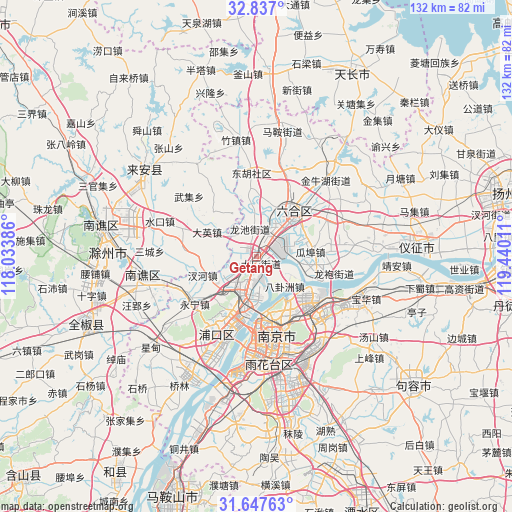 Getang on map