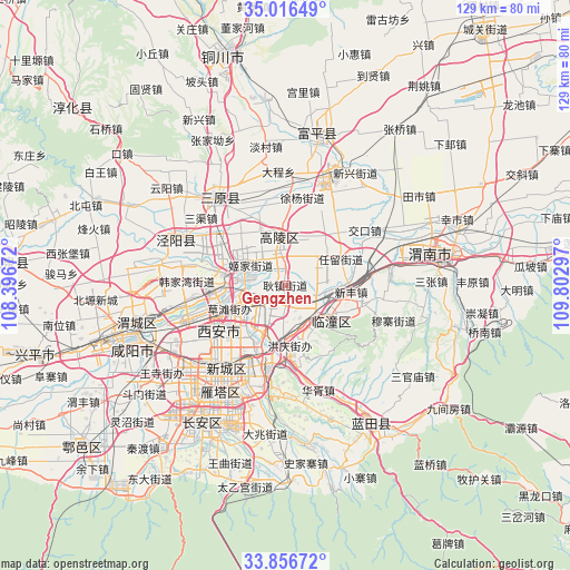 Gengzhen on map