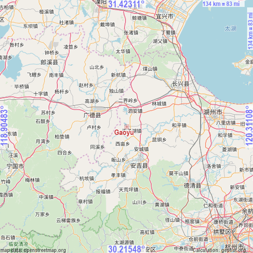 Gaoyu on map