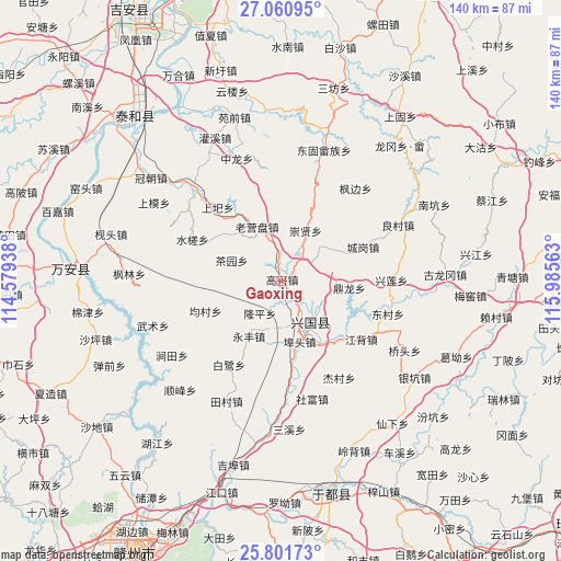 Gaoxing on map