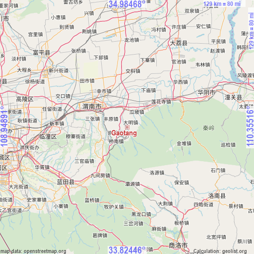 Gaotang on map