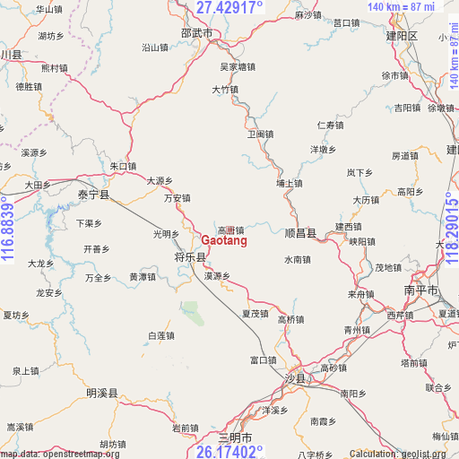 Gaotang on map