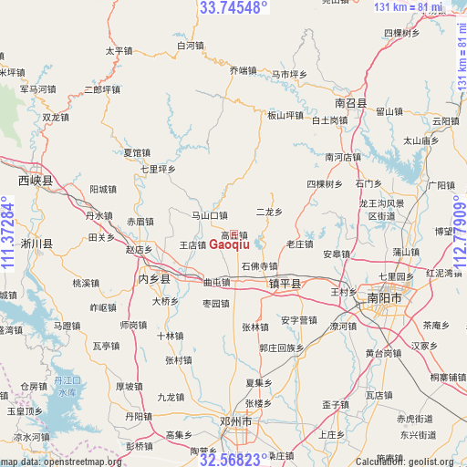 Gaoqiu on map