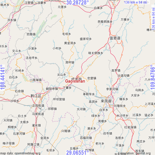 Gaoleshan on map