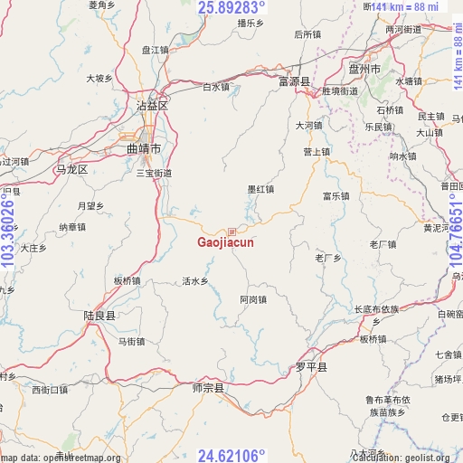 Gaojiacun on map