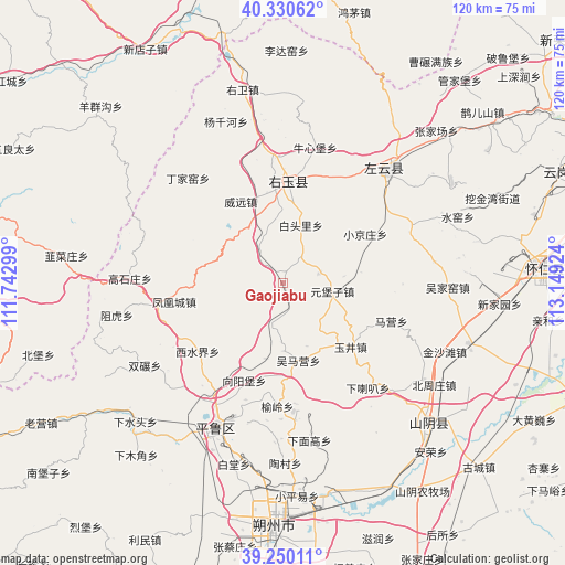 Gaojiabu on map