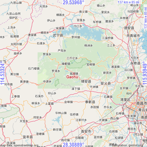 Gaohu on map