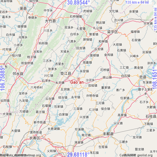 Gao’an on map