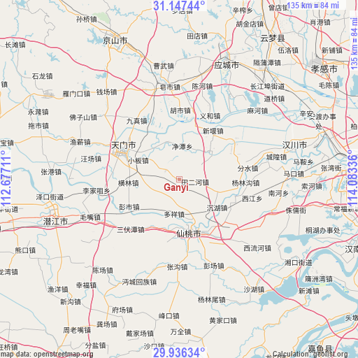 Ganyi on map