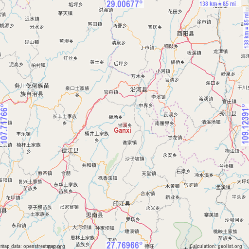 Ganxi on map