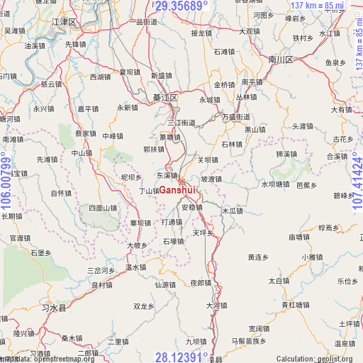Ganshui on map