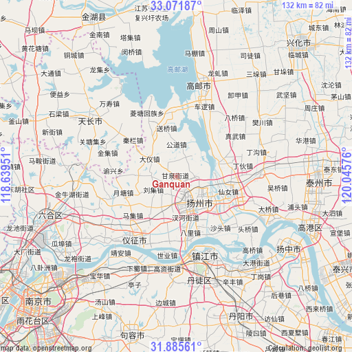 Ganquan on map