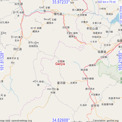 Ganjia on map