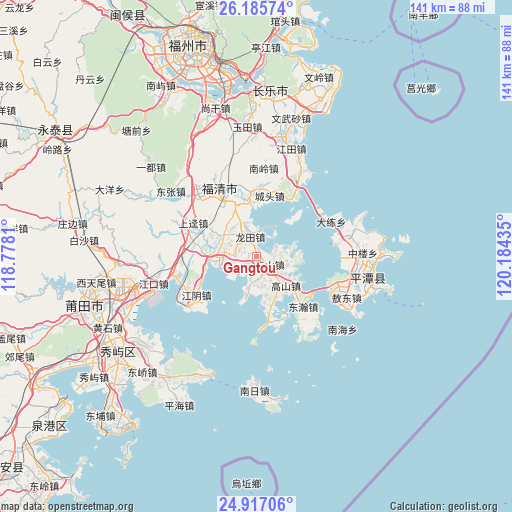 Gangtou on map