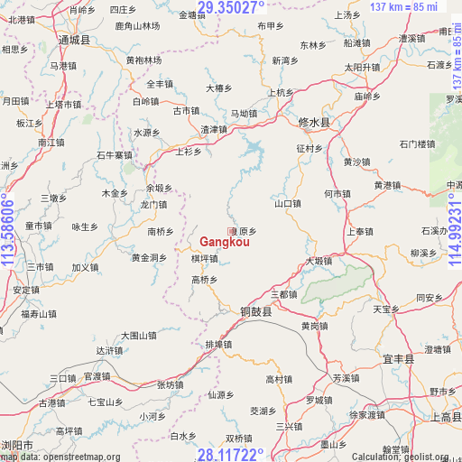 Gangkou on map