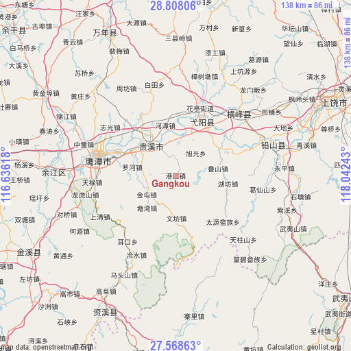 Gangkou on map