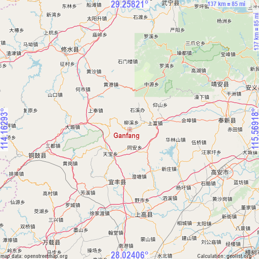 Ganfang on map