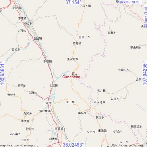 Gancheng on map