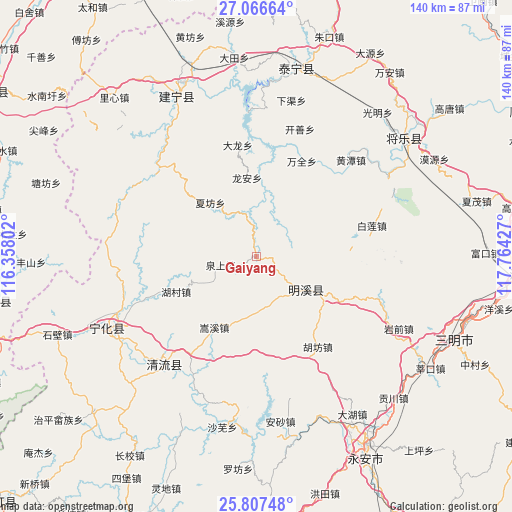 Gaiyang on map