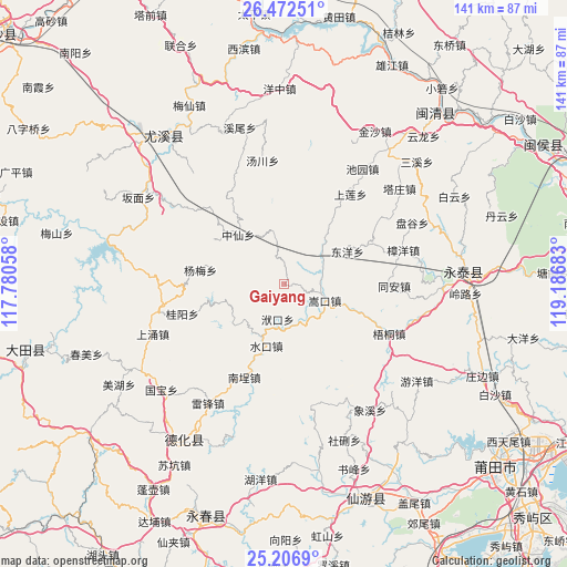 Gaiyang on map