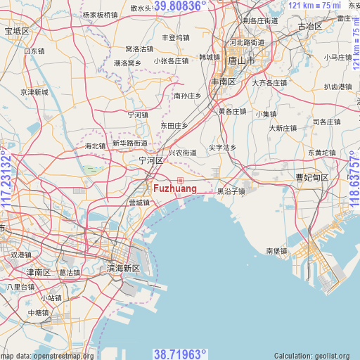 Fuzhuang on map