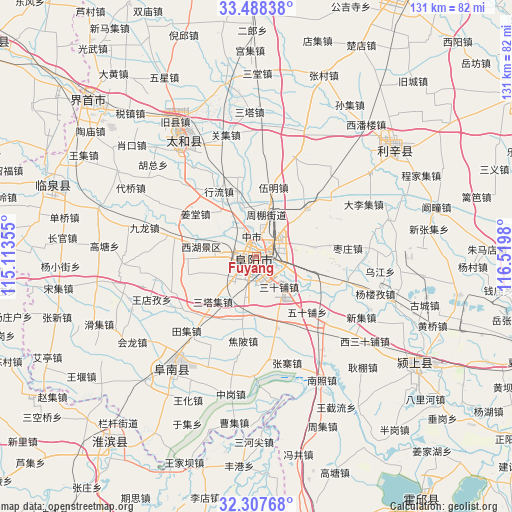 Fuyang on map