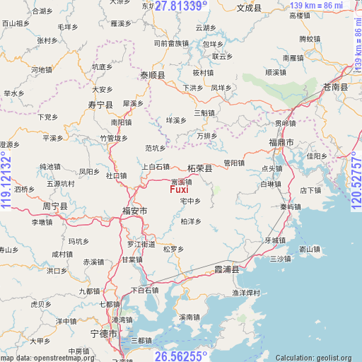 Fuxi on map