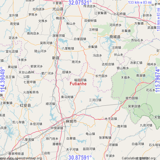 Futianhe on map