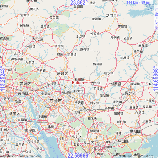 Futian on map