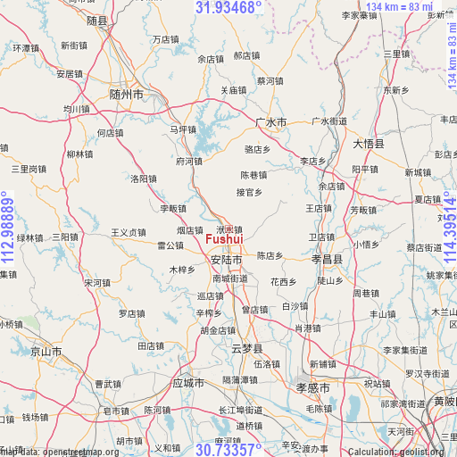 Fushui on map