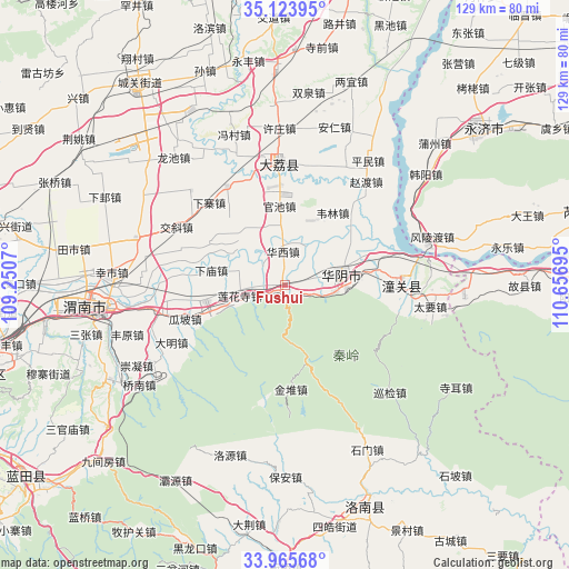 Fushui on map