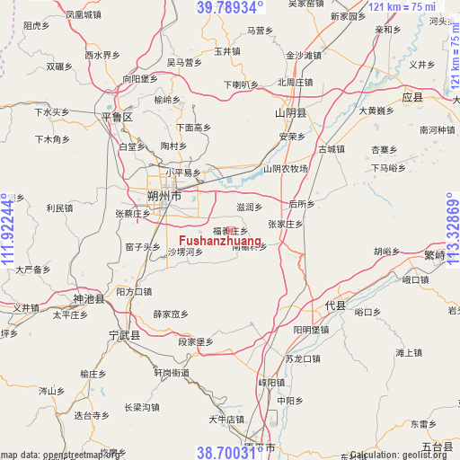 Fushanzhuang on map