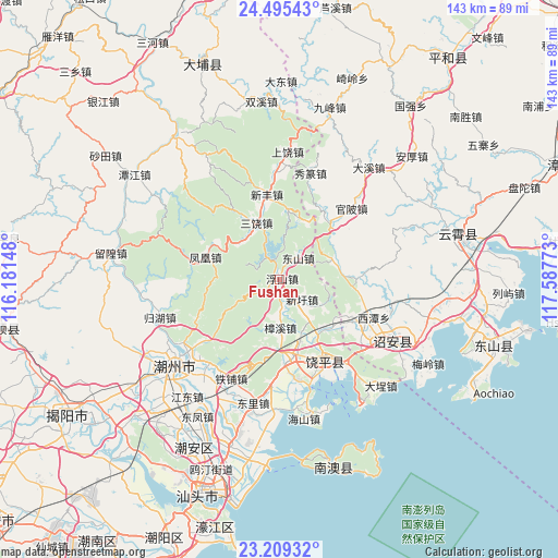 Fushan on map