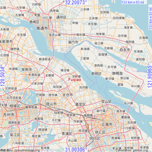 Fuqiao on map