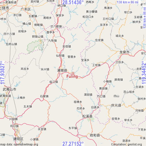 Fuling on map