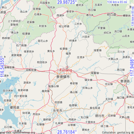 Fuliang on map